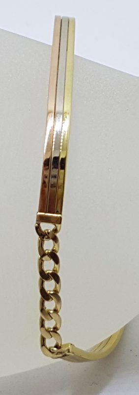 9ct Yellow, White and Rose Gold - Three Tone - Bangle / Bracelet