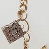 9ct Rose Gold Silver Filled Padlock Bracelet with Cubic Zirconia
