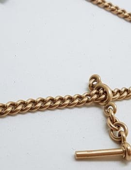 9ct Rose Gold Curb Link with T-Bar Fob Chain / Necklace