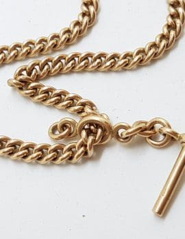 9ct Rose Gold Curb Link with T-Bar Fob Chain / Necklace