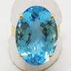 9ct Yellow Gold Oval Blue Cushion Cut Large Topaz Cocktail Ring