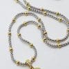 9ct Yellow Gold & White Gold Ball Chain with Heart Diamond Pendant