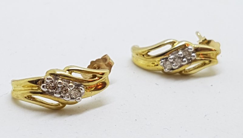 10ct Yellow Gold Diamond Ornate Studs / Earrings