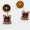 14ct Gold Natural Ruby & Diamond Stud Earrings