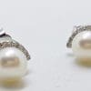 14ct Gold Pearl and Diamond Stud Earrings - Available in Yellow or White Gold