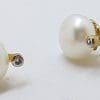 9ct Yellow Gold Pearl and Diamond Stud Earrings