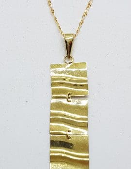 9ct Yellow Gold 3 Squares Long Pendant on 9ct Gold Chain