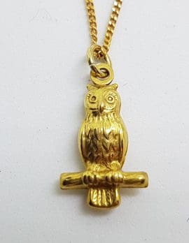 9ct Yellow Gold Owl Pendant on 9ct Gold Chain