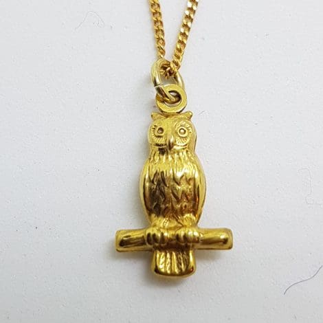 9ct Yellow Gold Owl Pendant on 9ct Gold Chain