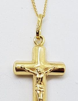 9ct Yellow Gold Ornate Crucifix / Cross Pendant on 9ct Chain