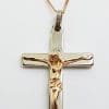 Sterling Silver & 9ct Rose Gold Large Crucifix / Cross Pendant on 9ct Chain