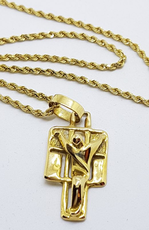 20200422_104350 18ct Yellow Gold Crucifix / Cross Pendant on Long 18ct Chain - Large and Heavy - Unique