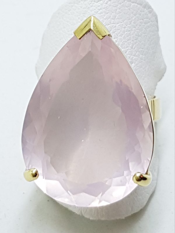 20200422_110452 9ct Gold Large Cocktail Ring - Pear Shape Rose Quartz