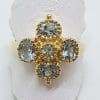 9ct Yellow Gold Topaz Cluster Ring - Shape of a Cross
