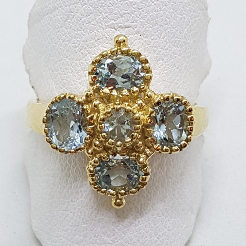 20200422_131523 9ct Yellow Gold Topaz Cluster Ring - Shape of a Cross