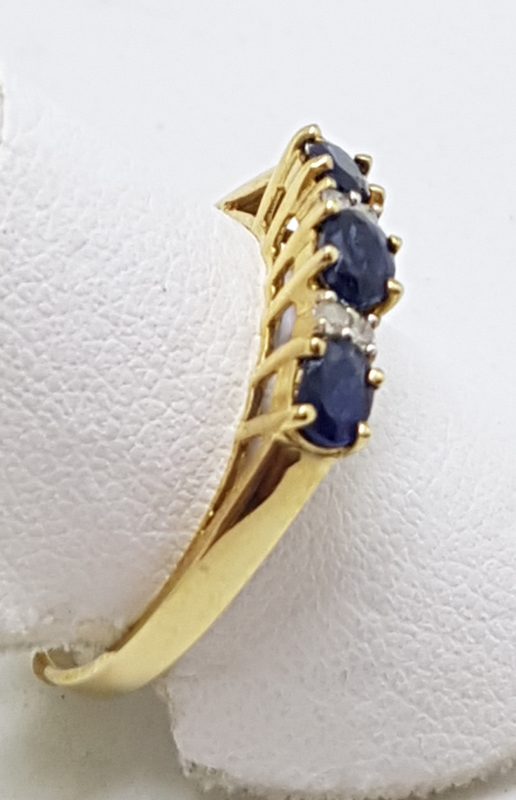 9ct Yellow Gold Natural Sapphire and Diamond Eternity Ring