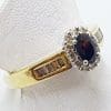 18ct Yellow Gold Natural Sapphire & Diamond Cluster Ring
