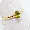 9ct Yellow Gold Peridot Oval Bezel Set Ring - Stackable