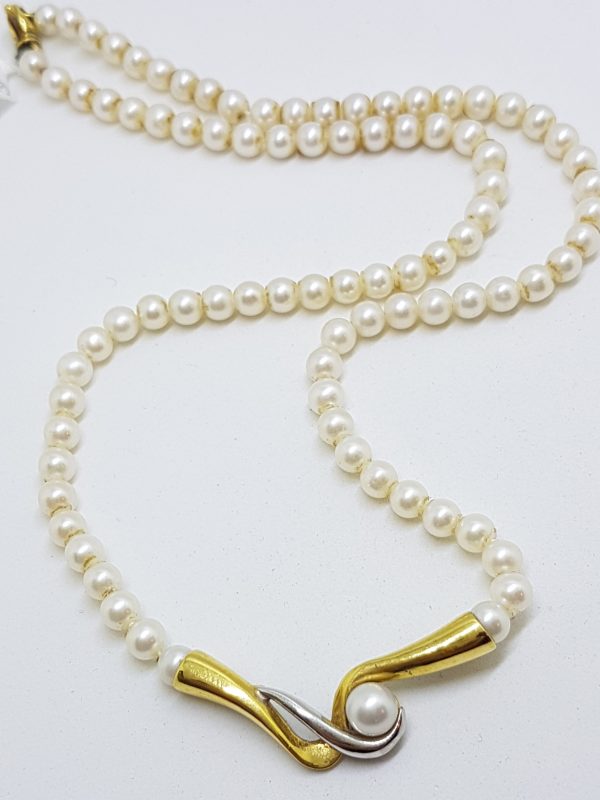 18ct Yellow Gold Pearl Collier Necklace / Chain