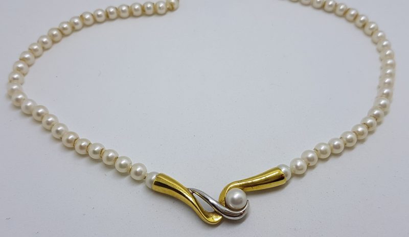 18ct Yellow Gold Pearl Collier Necklace / Chain