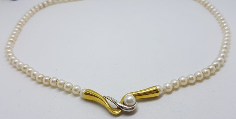 18ct Yellow Gold Pearl Collier Necklace / Chain