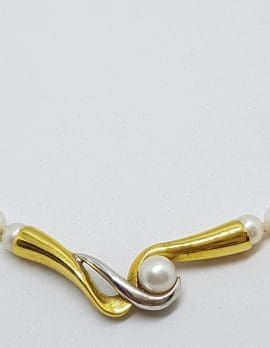 18ct Yellow Gold Pearl Collier Necklace / Chain