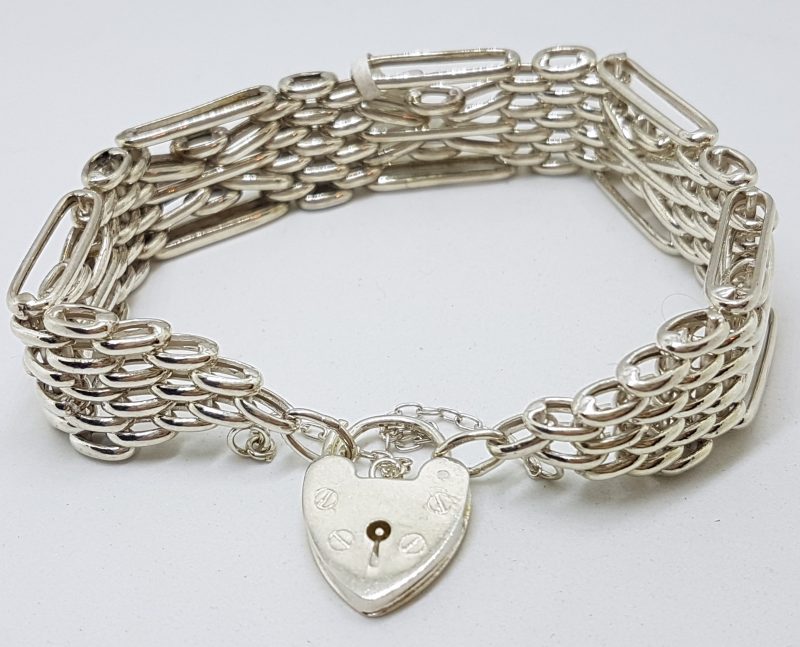 Sterling Silver Wide Gatelink Padlock Bracelet