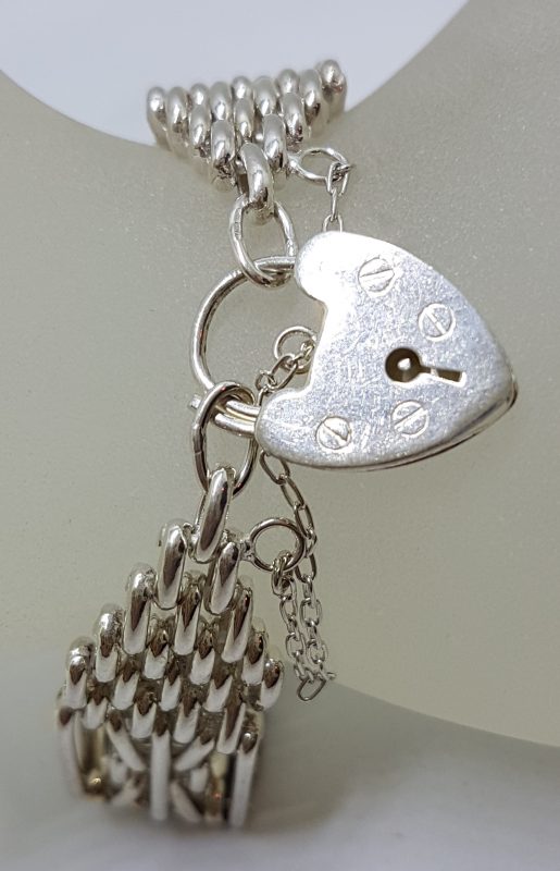 Sterling Silver Wide Gatelink Padlock Bracelet