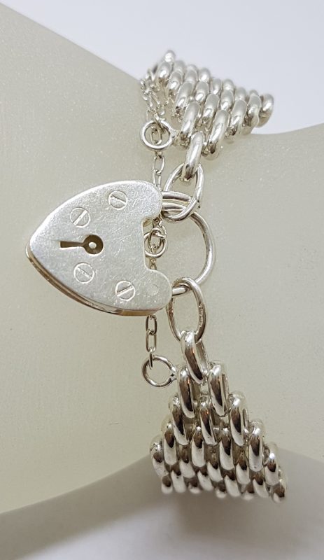 Sterling Silver Wide Gatelink Padlock Bracelet