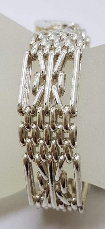 Sterling Silver Wide Gatelink Padlock Bracelet