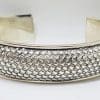 Sterling Silver Snake Skin Patterned Cuff Bangle - Solid
