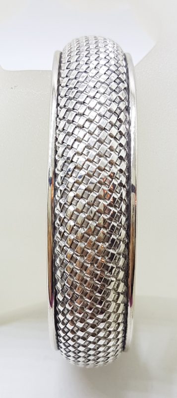 Sterling Silver Snake Skin Patterned Cuff Bangle - Solid
