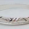 Sterling Silver Stardust Patterned Hinged Bangle - Hollow