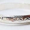 Sterling Silver Patterned Hinged Bangle - Hollow