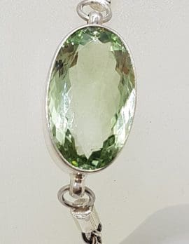 Sterling Silver Oval Prasiolite / Green Amethyst Bracelet - Large