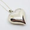 Sterling Silver Large Hollow Heart Pendant on Sterling Silver Chain