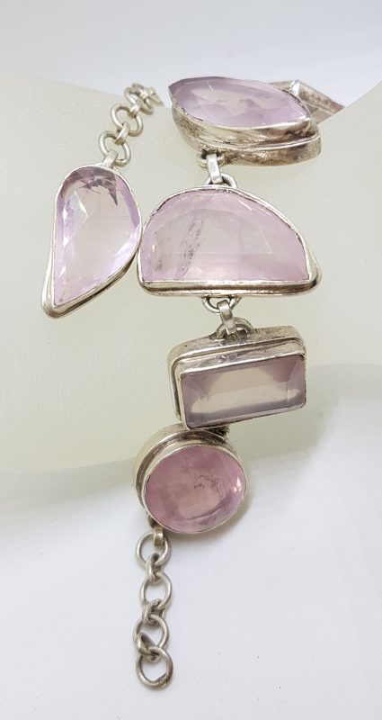 20200424_130615 Sterling Silver Chunky Rose Quartz Bracelet