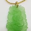 9ct Yellow Gold Jade Carved Snake Pendant on Gold Chain