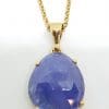 9ct Yellow Gold Large Natural Tanzanite Pendant on Gold Chain