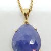 9ct Yellow Gold Large Natural Tanzanite Pendant on Gold Chain