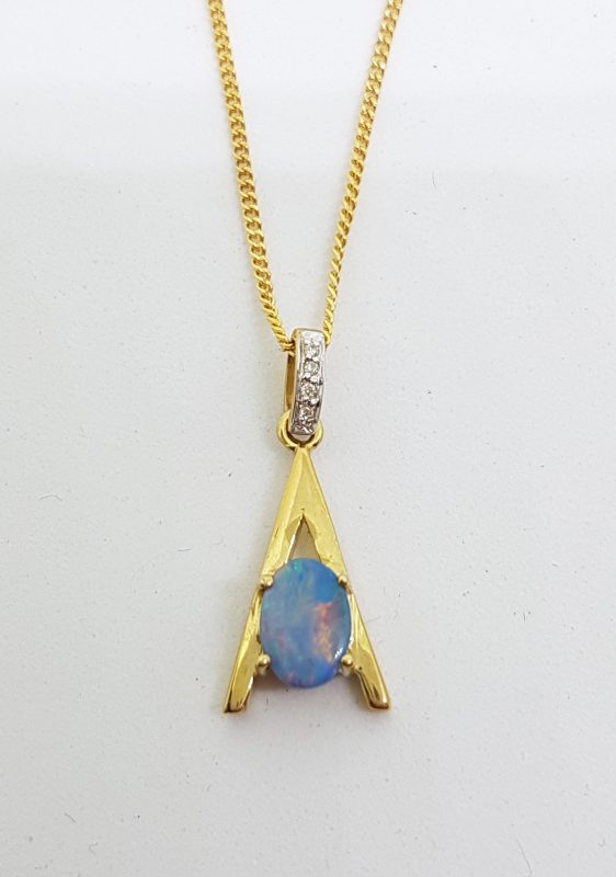 20200428_082159 9ct Yellow Gold Opal & Diamond Pendant on Gold Chain