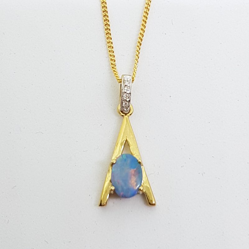 20200428_082244 9ct Yellow Gold Opal & Diamond Pendant on Gold Chain