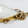 9ct Yellow Gold Large Teardrop Shape White Mabe Pearl Ornate Pendant on Gold Chain