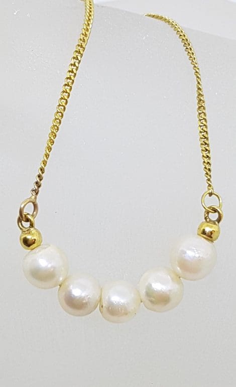 9ct Yellow Gold Pearl Necklace / Chain