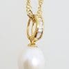 9ct Yellow Gold Pearl & Channel Set Diamond Pendant on Gold Chain
