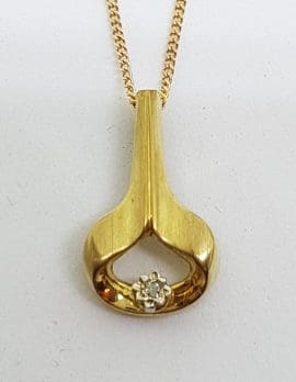 9ct Yellow Gold Diamond Pendant on Gold Chain