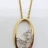 9ct Yellow Gold Diamond Oval Open Cluster Pendant on Gold Chain