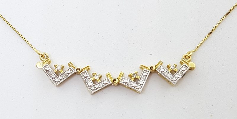 9ct Yellow Gold Diamond 2 in 1 Fold out Cross / Crucifix Necklace / Collier