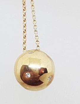 9ct Yellow Gold Diamond Round Ball Pendant on Gold Chain