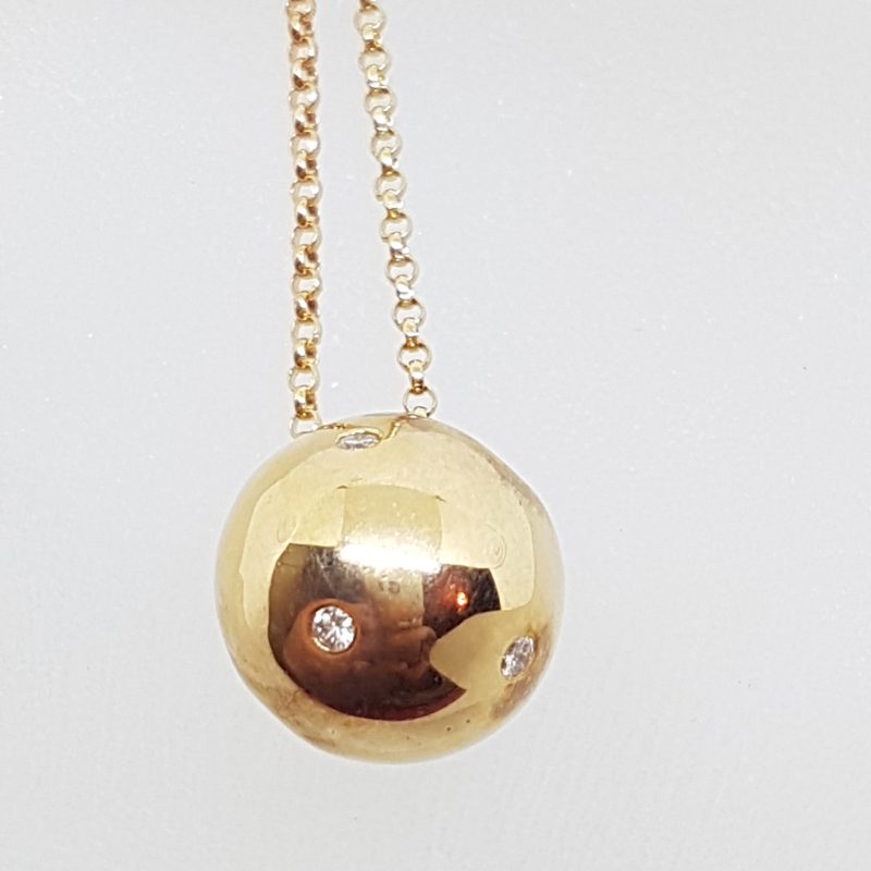 20200428_113236 9ct Yellow Gold Diamond Round Ball Pendant on Gold Chain